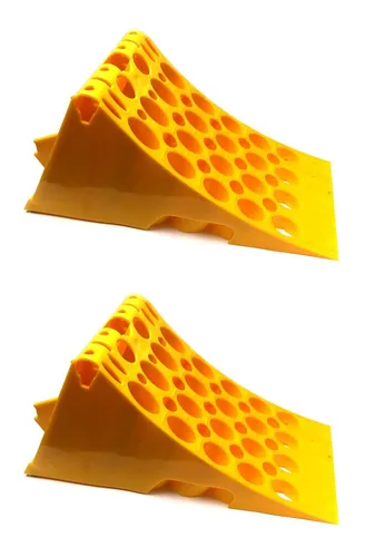 2x Gelb Unterlegkeil Hemmschuh Kunststoff Bremskeil Traktor Anhänger LKW 6500 kg