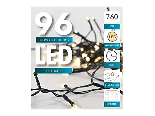 Led Lichterkette Batterie 24 48 96 mit Timer und teilweise mit Fernbedienung grünes Kabel für innen und außen (96er + fernbedienung)
