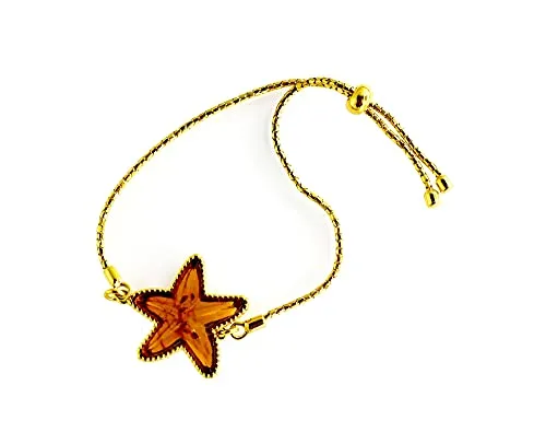 MyBer® Armband Bernstein Bernsteinarmband Schmuck Damen Silber 925 vergoldet Seestern Stern PMBER57_B716C-F
