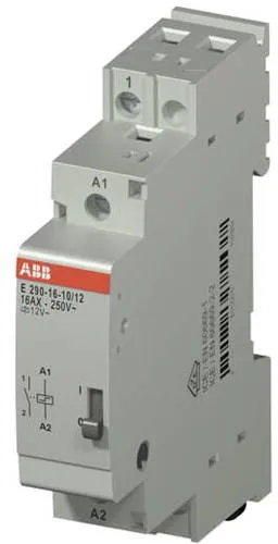 ABB Stromstoßschalter E290-16-10/12 - Leistungsschalter für elektronische Zentralsteuerung, max. Schaltstrom 16 A, ideal für effiziente Handbedienung und hohe Lasten bis 3000 W.