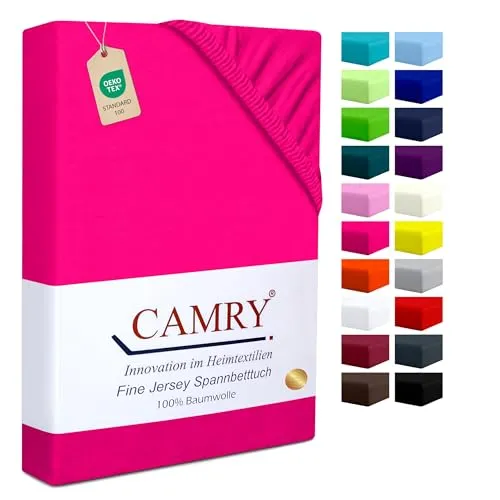 CAMRY Spannbettlaken für Babybett & Kinderbett, 60x120-70x140 cm, Jersey Spannbetttuch Baumwolle, Pink