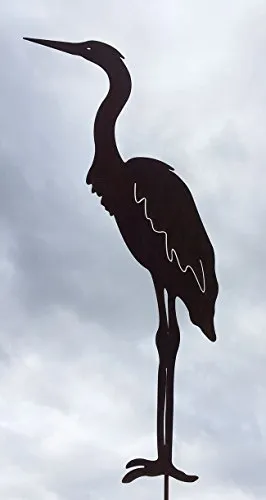 REIHER Fischreiher STEHEND 73x35cm Edelrost Gartenstecker Rost Blickfang + Original Pflegeanleitung von Steinfigurenwelt