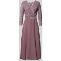 Swing Cocktailkleid mit Spitzenbesatz in Mauve, Größe 48 von Swing
