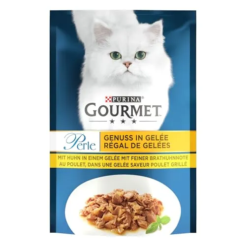 Gourmet Perle Genuss in Gelee Katzenfutter nass mit Huhn & feiner Brathuhnnote 26er Pack (26 x 85g)
