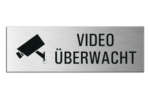 Schild videoüberwacht Hinweisschild Aluminium 24 x 8 cm selbstklebend