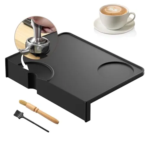 Espresso Tampermatte, Kaffee Tampermatte, Kaffee Tamper Matte Silikon mit Kantenschutz, Tamping Matte anti-Rutsch, Wasserdicht und HitzebestäNdig, füR SchüTzt Arbeitsplatte Kaffeeecke, 20.5x15cm