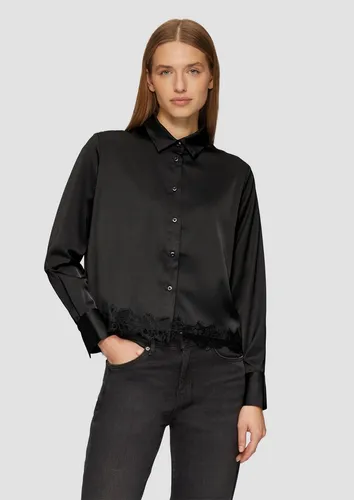 s.Oliver Langarmbluse Satin-Bluse mit Spitzen-Detail Spitze