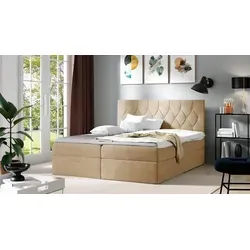 Luxus Boxspringbett 180x200cm Beige mit Bettkasten