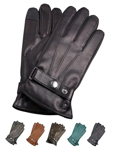 AKAROA ESTD 2019 Lederhandschuhe Herren RON, Touchscreen Funktion, italienisches Leder, recyceltes Strickfutter aus 50% Kaschmir und 50% Wolle, 5 Größen S - XXL, marineblau, M-9