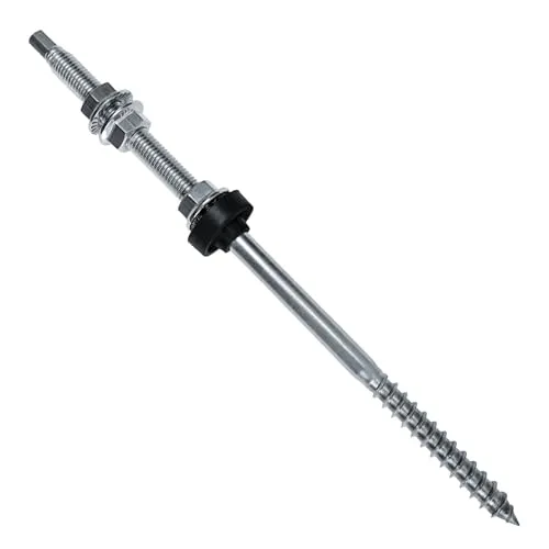 Stockschrauben M10 x 250 25 Stück Solarschrauben Solarbefestiger Photovoltaik für Solarmodul mit EPDM Dichtung und 3x Mutter, höhenverstellbar Edelstahl A2, DIN 6923