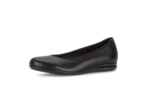 Gabor Damen Comfort Sport Ballerinas - Schwarz - Hausschuhe in klassisch elegantem Design, aus hochwertigem Rauleder und Glattleder, mit flacher Latexsohle für optimalen Komfort und leichte Mehrweite (G)