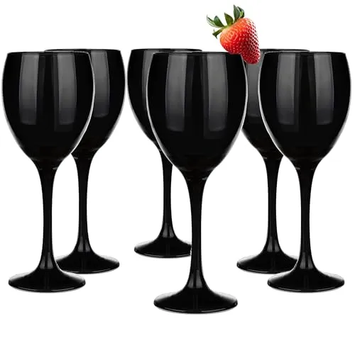 Glasmark KROSNO 1992 Weingläser Set Gläser 6 Stück 300 ml Weißweingläser Rotweingläser Wein Glas Dessert Coctail Wassergläser Spülmaschinenfest Schwarz