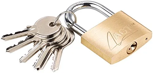 AGT Outdoor Schloss: Vorhänge-Schloss aus Messing, 43 mm, 6 Schlüssel (Vorhängeschloss gleichschließend, Hangschlösser, Türschloss)
