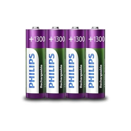 Philips Wiederaufladbare Batterien AA - 4 Stück - NiMH - 1300 mAh - bis zu 1000 Aufladungen