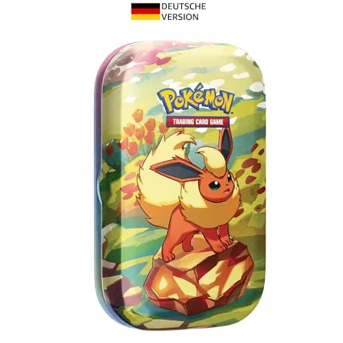 Pokémon-Sammelkartenspiel: Mini-Tin-Box Karmesin & Purpur - Sammelkarten-Kategorie mit 2 Boosterpacks und einer Evoli-Münze in 1 von 8 Farben – perfekt zum Mitnehmen und Erweitern deines Decks!