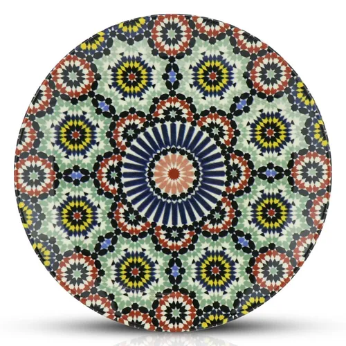 Orientalischer Porzellan-Teller Arabesque rund Ø 20cm Grün-Bunt Speise-Essteller