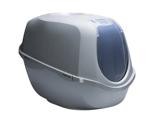 Karlie Katzentoilette ECO Mega Smart grau - Tiertoiletten aus 90% recyceltem Kunststoff, mit integriertem Kohlefilter für Geruchsneutralisation und niedrigem Einstieg für bequemen Zugang.