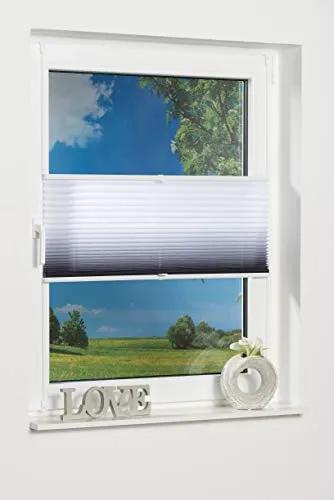 K-home Klemmfix-Plissee Farbverlauf Anthrazit 60cm x 130cm (B x L)