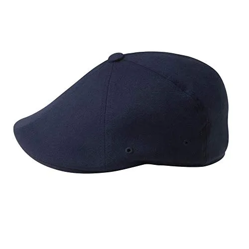 Kangol Wool 504 Schirmmütze - Blau, Gr. Large - Moderne Schirmmütze aus elastischem Acryl-Wolle-Spandex-Mischgewebe, ideal für Damen, mit seitlichen Ösen und gesticktem Känguru-Logo für einen trendigen Look.
