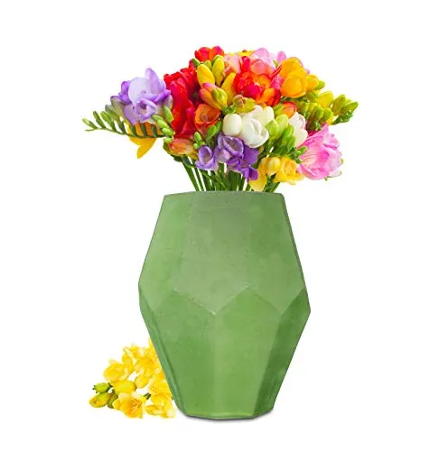 Sendez XXL Blumenvase 4,8 L Sofia Vase Tischvase Glasvase Dekovase Blumentopf Pflanztopf (Grün)