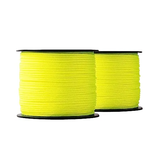 SNURO Nylonseil (2mm, 100M, Gelb), 2er-Pack- Robustes Maurerschnur fluoreszierend für Jede Anwendung - Witterungsbeständiges Seil ideal zum Befestigen - Bruchkraft 95 kg