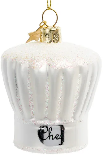 SIKORA Christbaumschmuck Kochmütze Chef besondere Weihnachtskugel Glas Anhänger – BS617, Christbaumschmuck Deko - traditionell, witzig & außergewöhnlich