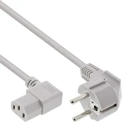 0.5m - Inline® Netzkabel, Schutzkontakt gew. auf Kaltgerätest. C13 rechts gew. g...