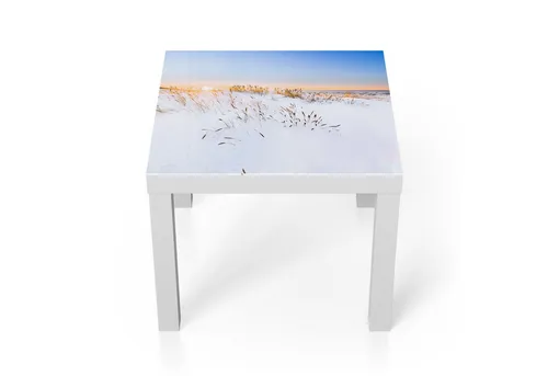 DEQORI Couchtisch 55x55 cm Weiß 'Schneelichter' - Moderner Glastisch - Entdecke den stilvollen DEQORI Couchtisch mit einzigartiger 3D-Glasplatte! Ideal als Beistelltisch für Wohnzimmer, Schlafzimmer oder Büro. Robust, langlebig und klimaneutral produziert.