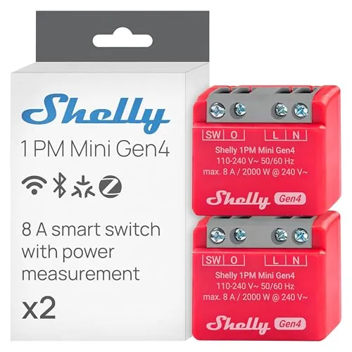 1PM Mini Gen4 Relais Rot 2er Pack von Shelly