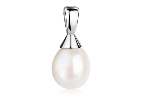 Materia Perlenanhänger Damen Silber echte Süßwasserperle Weiß KA-517, Fassung aus 925 Sterling Silber