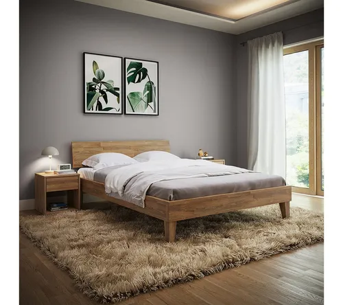 skølm Bettgestell Asgard, 140x200 cm, Eiche Massivholz - Betten, hochwertiges Bettgestell aus geöltem Eichen-Massivholz, bietet Stabilität und zeitloses Design für erholsamen Schlaf.