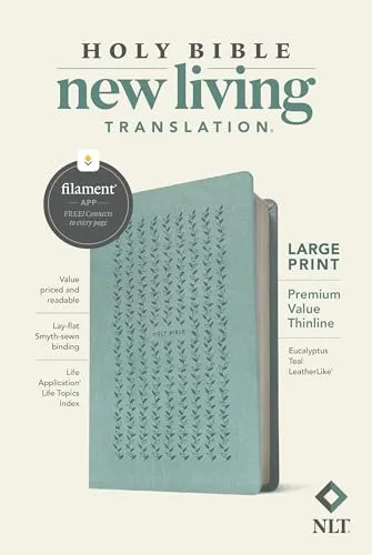 NLT Large Print Premium Value Thinline Bible - Bücher, hochwertige Lederbindung mit großem Schriftbild für einfaches Lesen und praktische Filament-Technologie für zusätzliche digitale Inhalte.