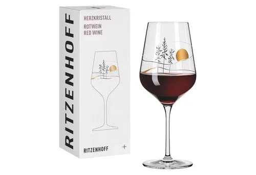 RITZENHOFF Rotweinglas 500 ml - Herzkristall Nr. 8 mit Japanmotiv in Roségold - Rotweinglas aus hochwertigem Kristallglas, handgefertigt in Deutschland. Mit elegantem Japanmotiv in Roségold, ideal für edle Anlässe und als Geschenk.