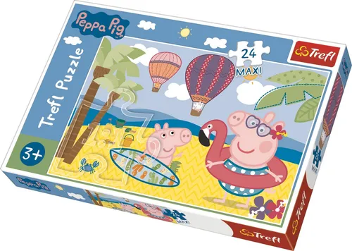 Trefl Puzzle Peppa Wutz macht Ferien - 24 Maxiteile, großes Bild 600x400 mm, fördert Kreativität und ist ideal für Kinder ab 3 Jahren