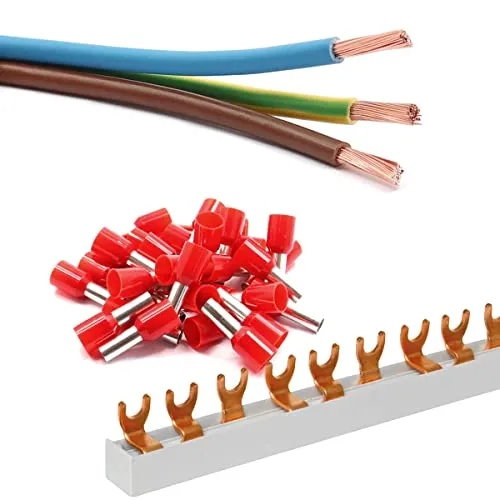 Produktbild WITTKOWARE Elektroverteilung/Zählerschrank Verdrahtungssatz, 10mm², 3/1/1m (braun/blau/grün-gelb), 25 Aderendhülsen, Phasenschiene