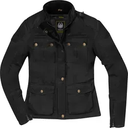 Merlin Buxton II Damen Motorrad Wachsjacke, schwarz, Größe L - Motorradjacke aus Halley Stevensons® Wachsbaumwolle, wasserdicht und atmungsaktiv dank Reissa Active® Membran – ideal für stilvolle und sichere Fahrten.
