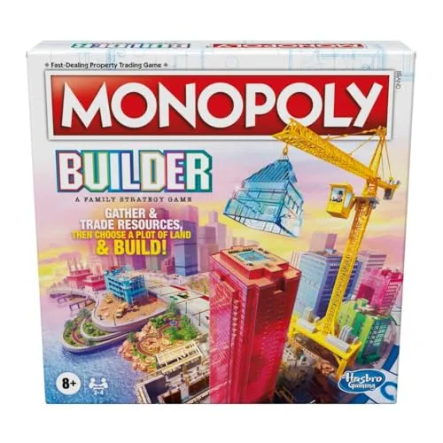 Monopoly Baumeister Brettspiel, Strategiespiel, Familienspiel, Spiele für Kinder, Spaßspiel zum Spielen, Familienbrettspiele