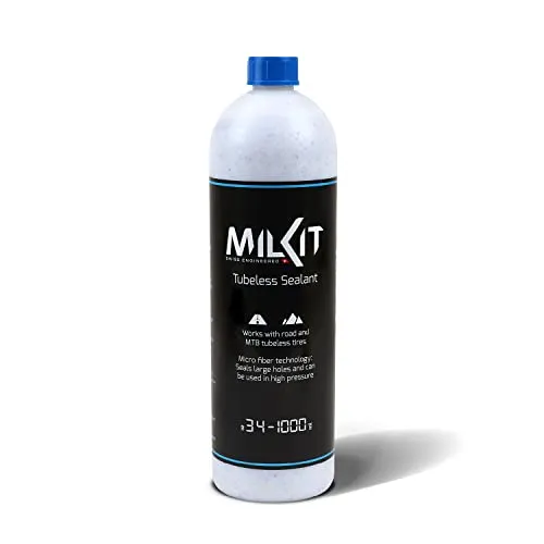 milKit Tubeless Dichtmilch 1000 ml - Effektives Fahrrad Reifendichtmittel - Fahrradwerkzeuge mit innovativer Formel: Verhindert Verklumpen und repariert Risse bis 6 mm. Ideal für MTB und Rennräder, um Pannen sicher zu vermeiden.