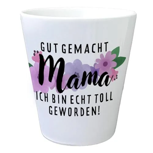 speecheese Gut gemacht Mama Blumentopf mit Spruch Ich Bin echt toll geworden EIN bunter Pflanztopf für den Balkon Muttertag Motiv Muttertagsgeschenk Muttertag Übertopf Spruch Dankschön