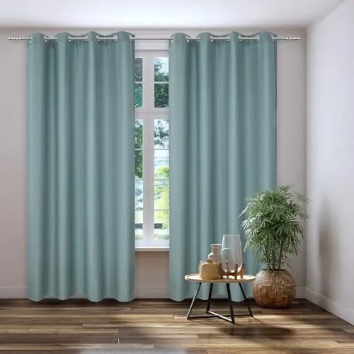 Kutti Thermo Ösenschal Dimout türkis 140x225 cm - Schiebevorhang aus 100% Polyester, blickdicht und wärmeisolierend. Bietet 95% Verdunkelung für ein gemütliches Ambiente im Schlafzimmer oder Kinderzimmer.