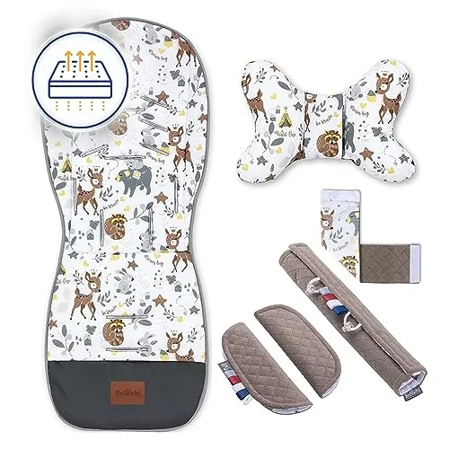 Atmungsaktive Sitzauflage Kinderwagen, Sitzauflage Buggy Sommer - Kinderwagen Zubehör - Universal - Kinderwagen Einlage mit Anti-Schock-Kissen, buggy einlage sommer – Bambi Dream