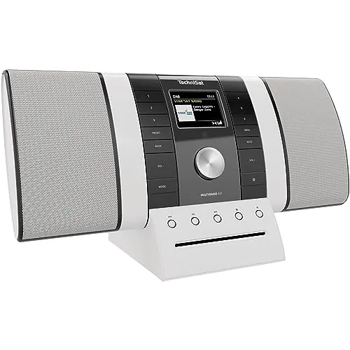 TechniSat MULTYRADIO 4.0 - Internetradio (WLAN Radio, DAB+, UKW, Spotify, Bluetooth, CD-Player, USB, Farbdisplay, Musikstreaming, 2 x 10 Watt Stereo Lautsprecher) schwarz/weiß
