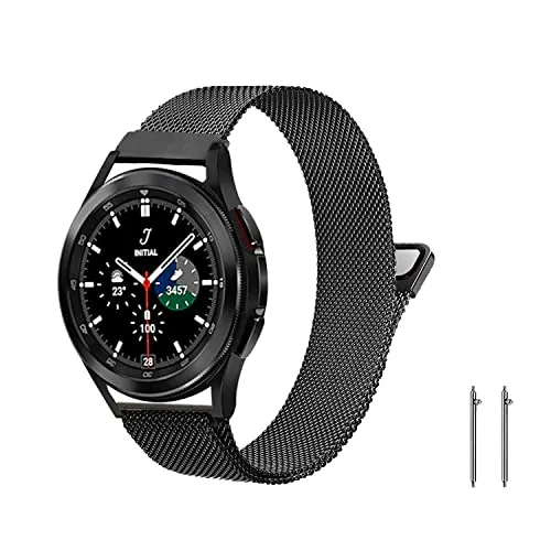 ZoRoll Armband 20mm Kompatibel mit Samsung Galaxy Watch 7 40mm 44mm/FE 40mm/6/5/5 Pro/4/4 Classic, Edelstahl Ersatzarmband Mesh Metall Uhrenarmband Kompatibel mit Galaxy Watch Active - Schwarz