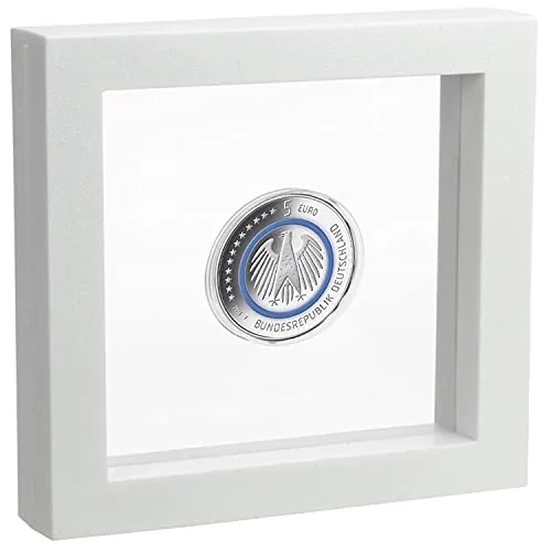 SAFE 4500 Schweberahmen weiß 13x13 cm - Münzrahmen - Objektrahmen - Münzständer 3D Rahmen weiß für Deine Münzen