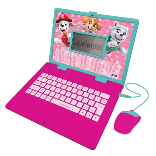 Lexibook, Paw Patrol Lern- und Zweisprachiger Laptop in Englisch/Französisch, Spielzeug für Kinder mit 124 Aktivitäten zum Lernen, Spielen und Musik, Rosa, JC598PAGi1