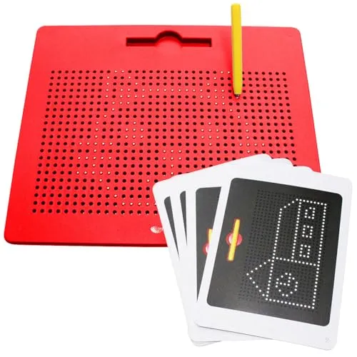 Playtastic Magnet Spielzeug Kinder: Magnetische Reise-Zeichentafel, Stift & Vorlagen, 31 x 25,5 cm, rot (Kinder Spielzeug ab 3 Jahre, Tafel, Stifte)