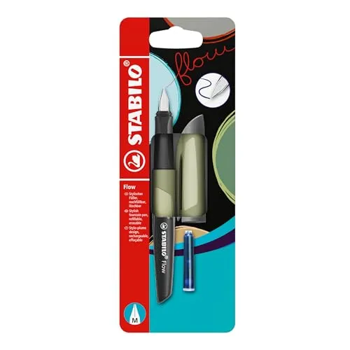 STABILO - Füller - Flow MONOCHROME - khaki - inkl. Patrone - Blister