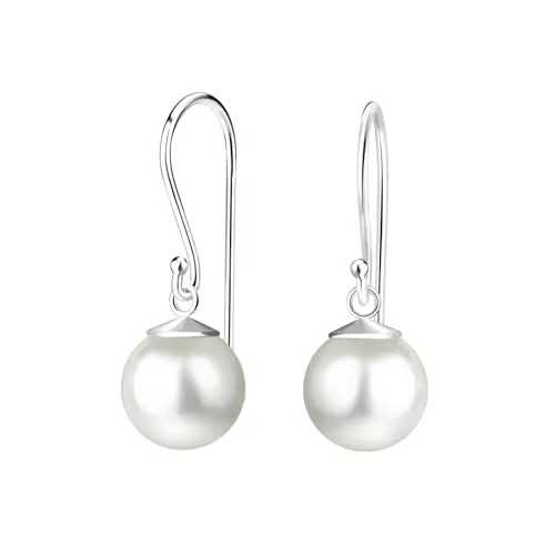 Monkimau - Perlen Ohrringe, Ohrstecker, Ohrschmuck - aus 925 Sterling Silber - für Damen und Mädchen - handgefertigt, hypoallergen und kleine Geschenkidee