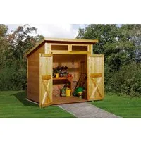 Weka Holz-Gartenhaus Pultdach Lasiert 237 cm - Holz-Gartenhäuser: Platzsparendes Design mit 3,84 m², breitem Eingang für einfachen Zugang und robuster Konstruktion aus lasiertem Holz für Langlebigkeit.