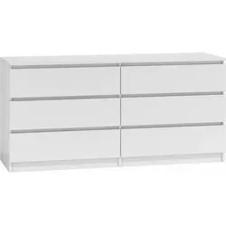 CDF Kommode Malwa M6 140 | Weiß | 6 geräumige Schubladen - Moderne Kommode für Wohnzimmer, Schlafzimmer und Büro mit grifflosen Schubladenfronten für bequeme Nutzung und minimalistisches Design.